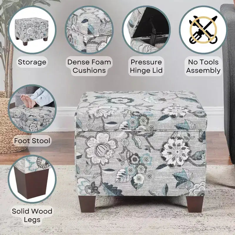 Pouf de rangement avec siège rembourré
