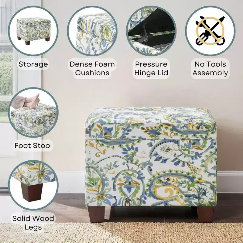 Pouf de rangement avec siège rembourré