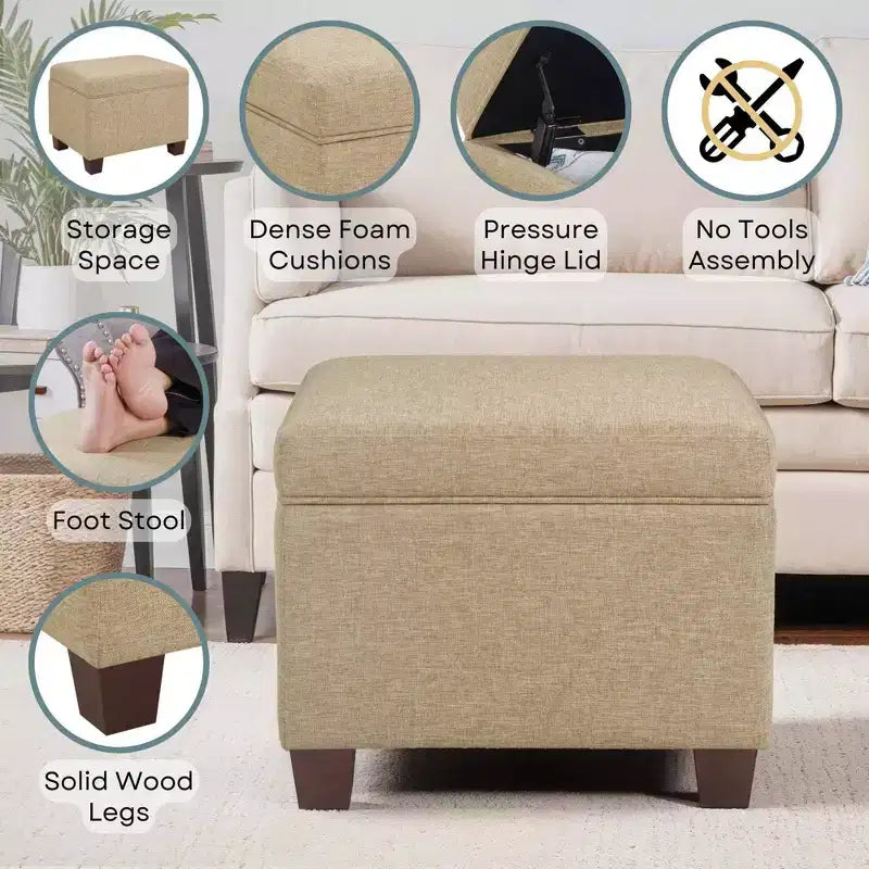 Pouf de rangement avec siège rembourré