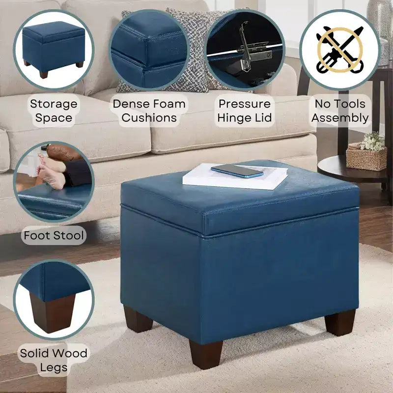 Pouf de rangement avec siège rembourré