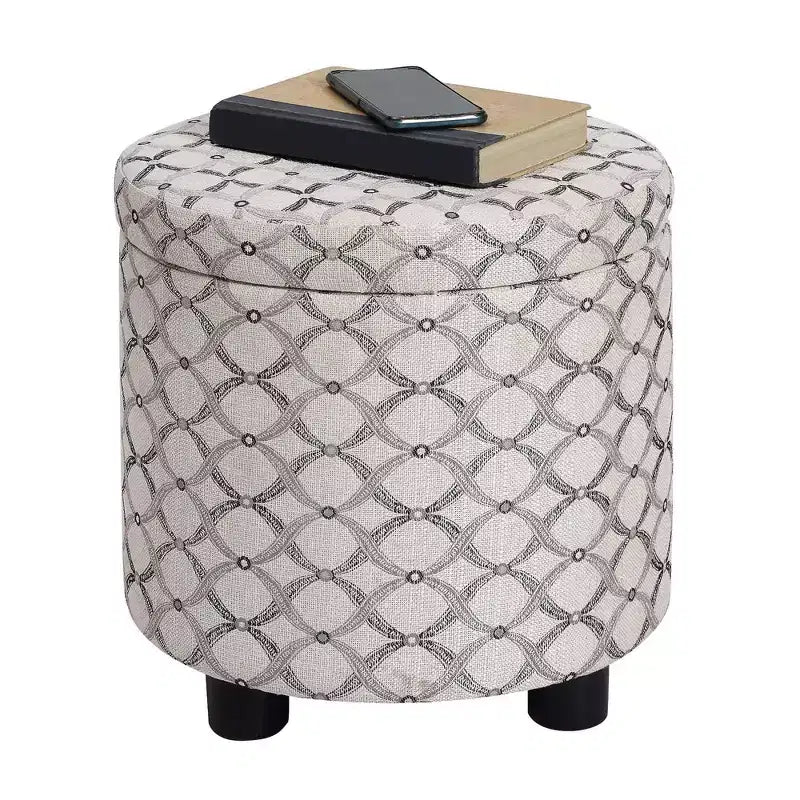 Pouf de rangement rond avec plateau réversible