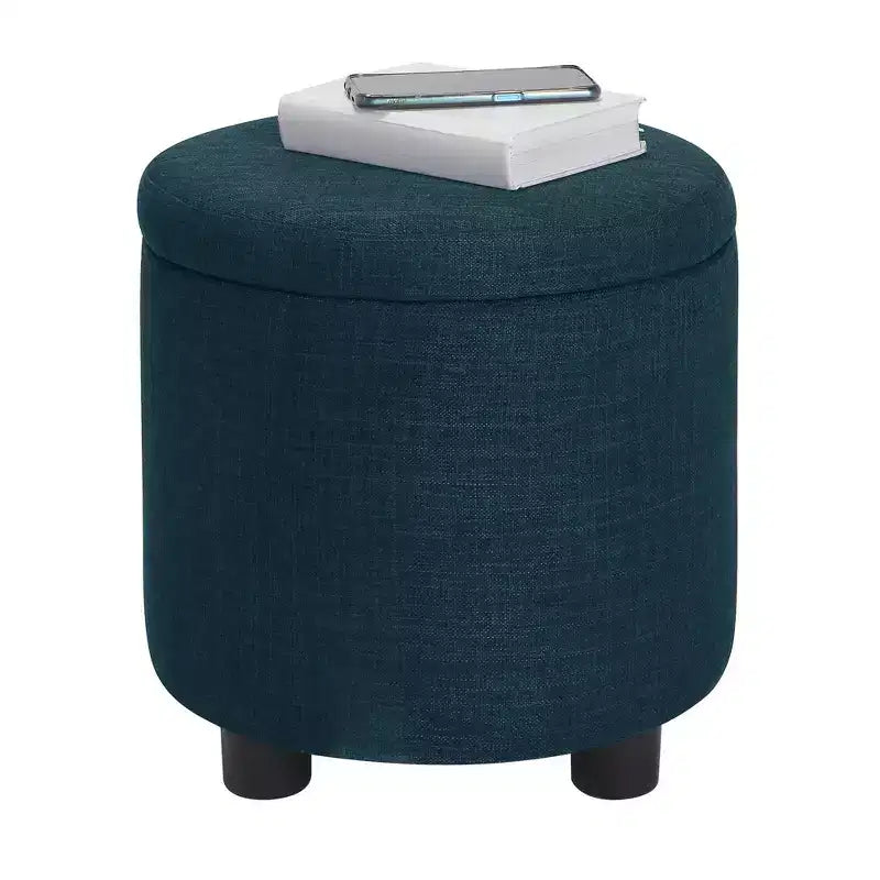 Pouf de rangement rond avec plateau réversible