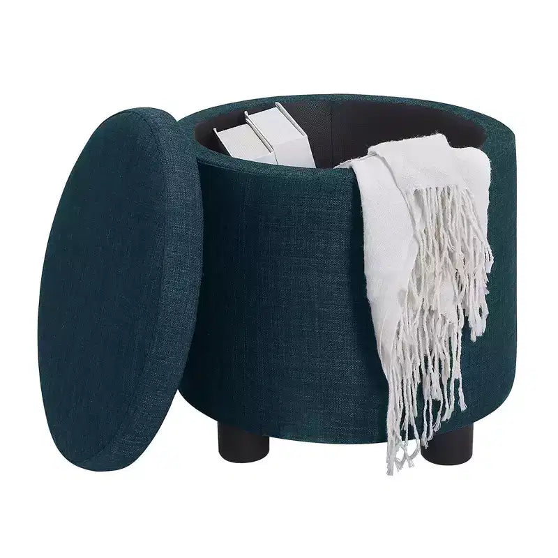 Pouf de rangement rond avec plateau réversible