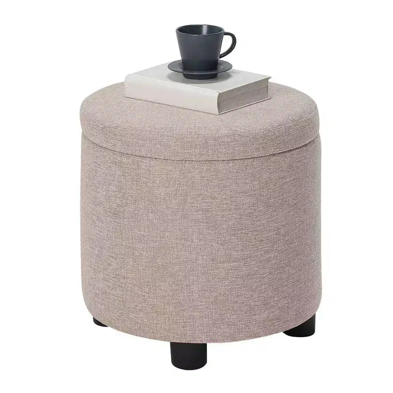 Pouf de rangement rond avec plateau réversible