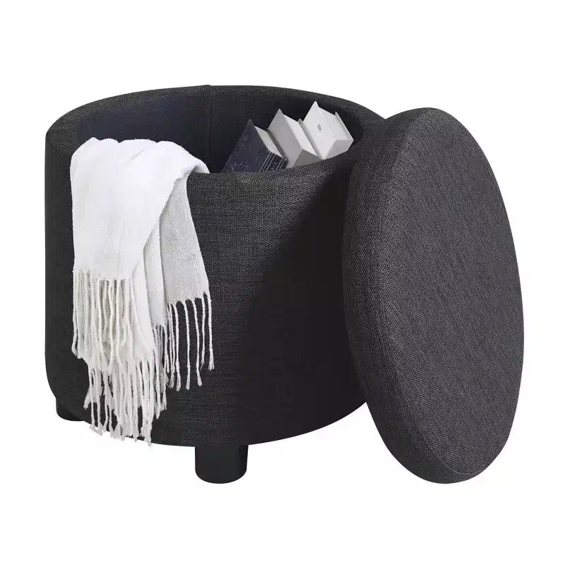 Pouf de rangement rond avec plateau réversible