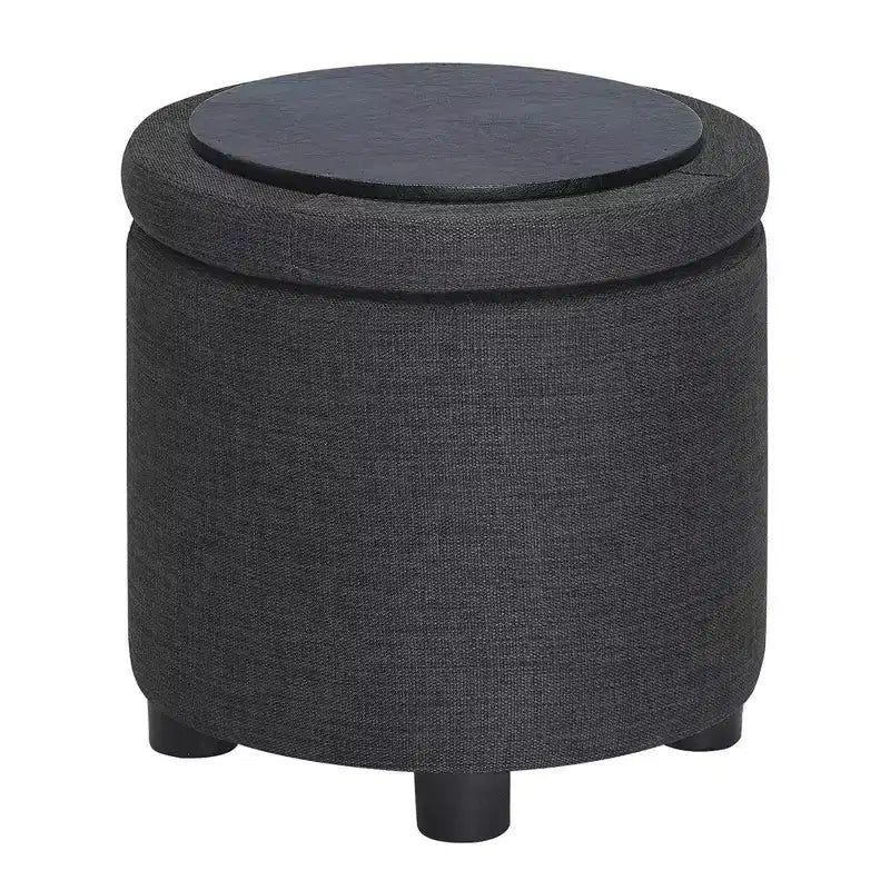 Pouf de rangement rond avec plateau réversible
