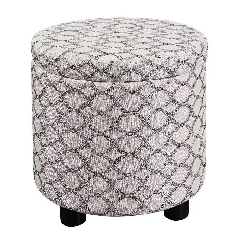 Pouf de rangement rond avec plateau réversible