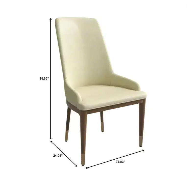Chaise de salle à manger moderne en cuir avec pieds en bois d'hévéa marron, chaise d'appoint pour cuisine et salle à manger