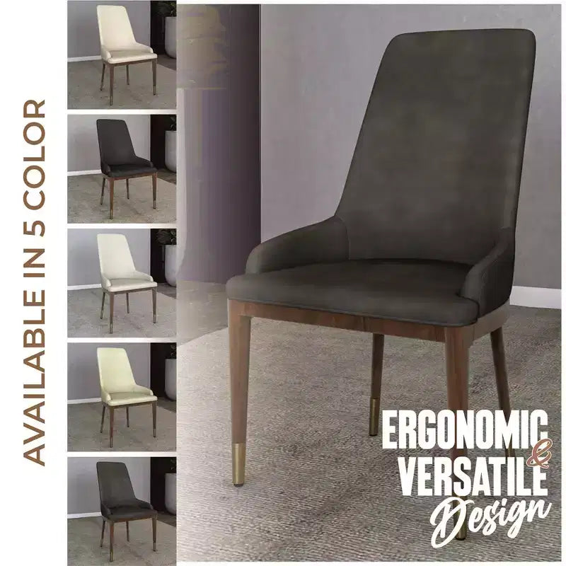 Chaise de salle à manger moderne en cuir avec pieds en bois d'hévéa marron, chaise d'appoint pour cuisine et salle à manger