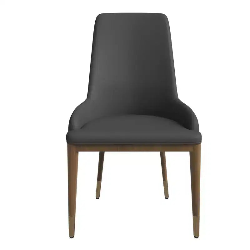 Chaise de salle à manger moderne en cuir avec pieds en bois d'hévéa marron, chaise d'appoint pour cuisine et salle à manger