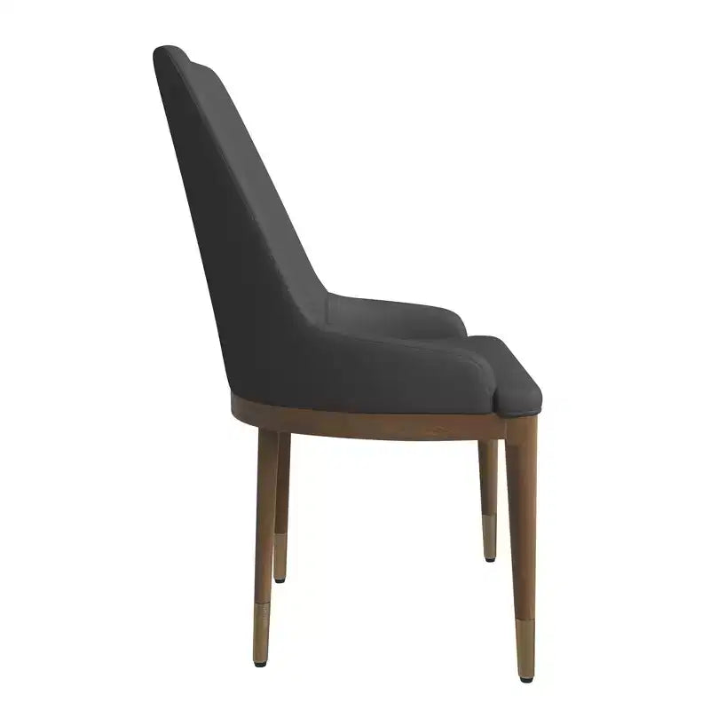 Chaise de salle à manger moderne en cuir avec pieds en bois d'hévéa marron, chaise d'appoint pour cuisine et salle à manger