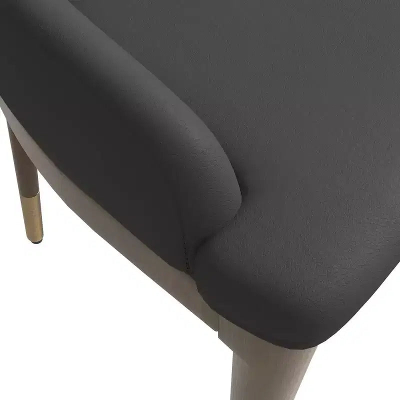 Chaise de salle à manger moderne en cuir avec pieds en bois d'hévéa marron, chaise d'appoint pour cuisine et salle à manger