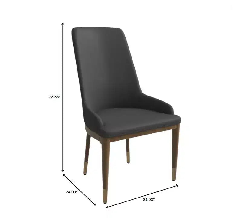 Chaise de salle à manger moderne en cuir avec pieds en bois d'hévéa marron, chaise d'appoint pour cuisine et salle à manger