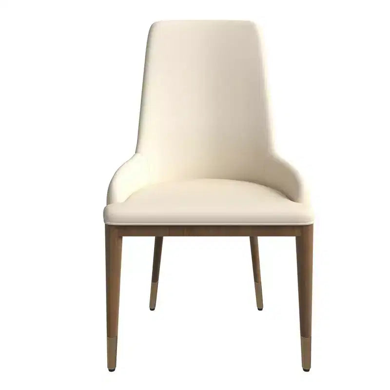 Chaise de salle à manger moderne en cuir avec pieds en bois d'hévéa marron, chaise d'appoint pour cuisine et salle à manger