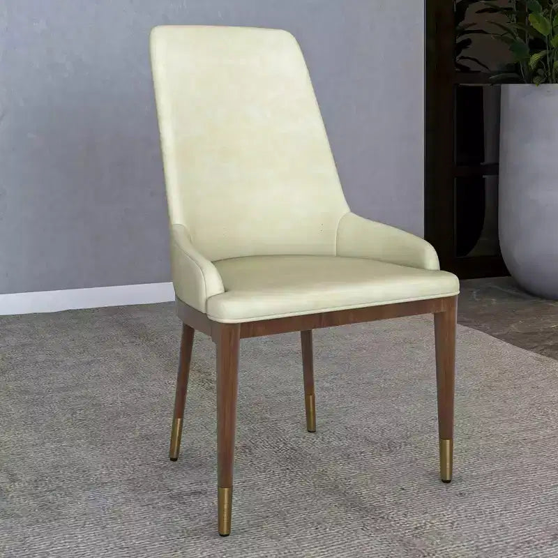 Chaise de salle à manger moderne en cuir avec pieds en bois d'hévéa marron, chaise d'appoint pour cuisine et salle à manger