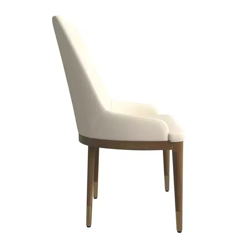 Chaise de salle à manger moderne en cuir avec pieds en bois d'hévéa marron, chaise d'appoint pour cuisine et salle à manger