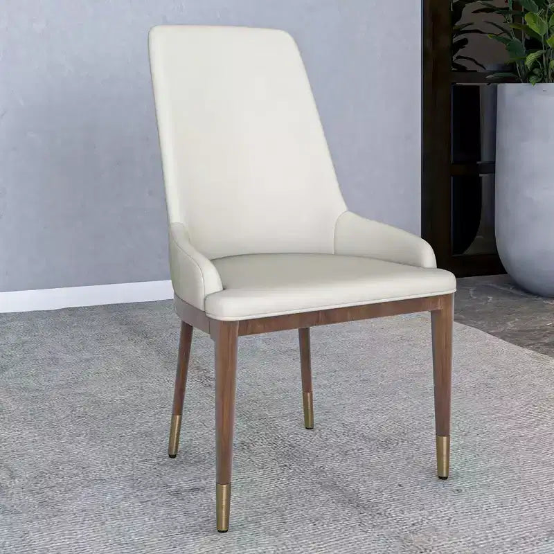 Chaise de salle à manger moderne en cuir avec pieds en bois d'hévéa marron, chaise d'appoint pour cuisine et salle à manger