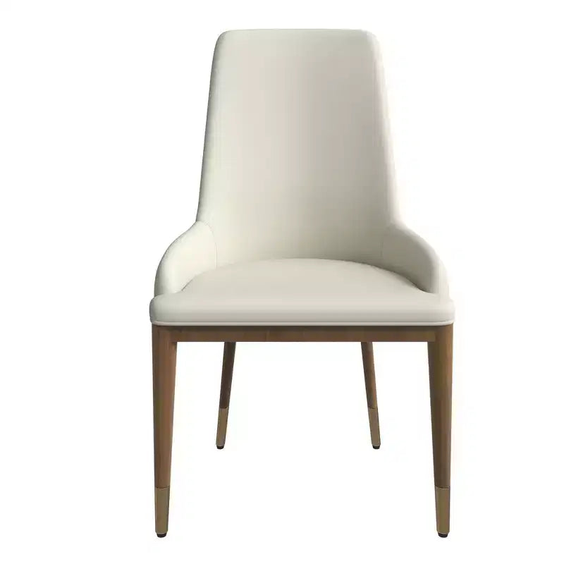 Chaise de salle à manger moderne en cuir avec pieds en bois d'hévéa marron, chaise d'appoint pour cuisine et salle à manger