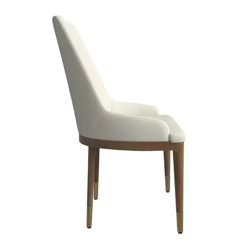 Chaise de salle à manger moderne en cuir avec pieds en bois d'hévéa marron, chaise d'appoint pour cuisine et salle à manger