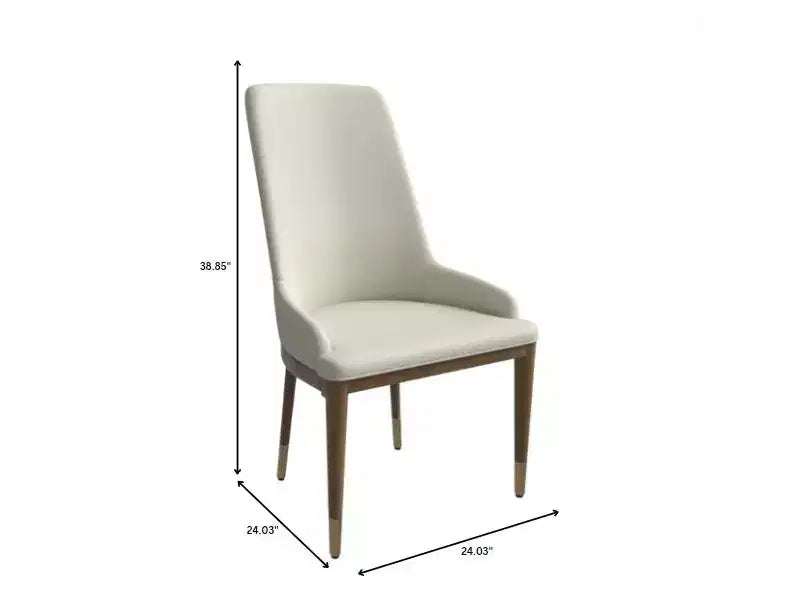 Chaise de salle à manger moderne en cuir avec pieds en bois d'hévéa marron, chaise d'appoint pour cuisine et salle à manger