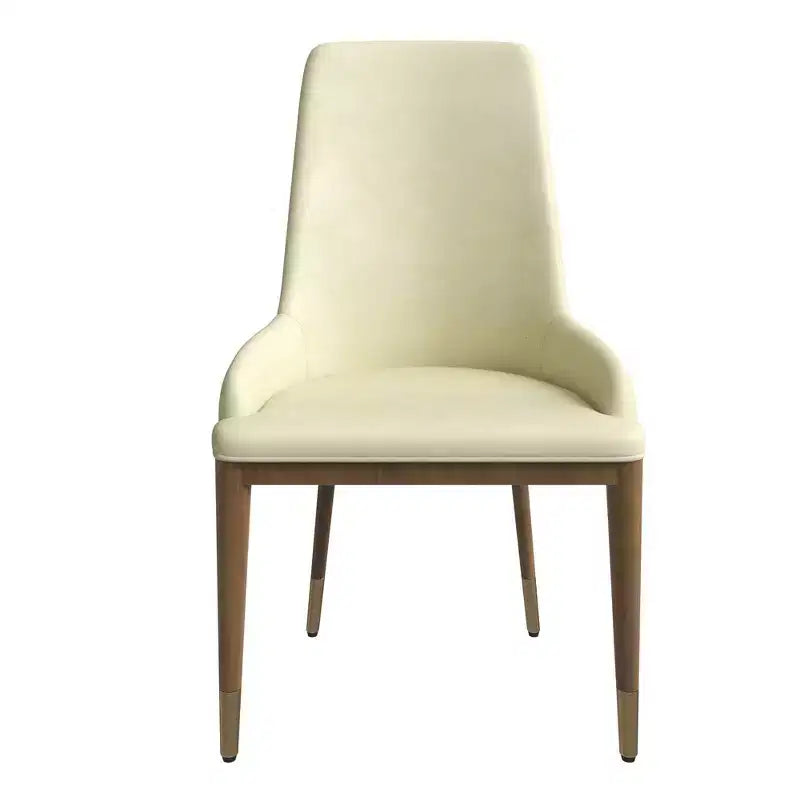 Chaise de salle à manger moderne en cuir avec pieds en bois d'hévéa marron, chaise d'appoint pour cuisine et salle à manger