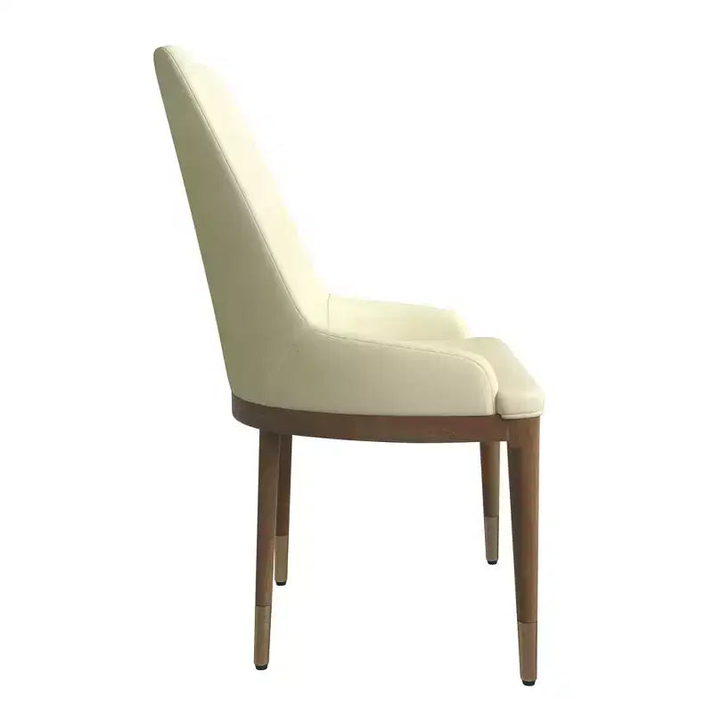 Chaise de salle à manger moderne en cuir avec pieds en bois d'hévéa marron, chaise d'appoint pour cuisine et salle à manger