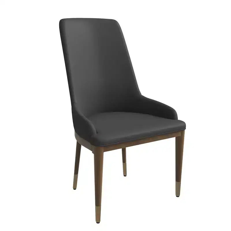 Chaise de salle à manger moderne en cuir avec pieds en bois d'hévéa marron, chaise d'appoint pour cuisine et salle à manger
