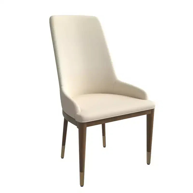 Chaise de salle à manger moderne en cuir avec pieds en bois d'hévéa marron, chaise d'appoint pour cuisine et salle à manger