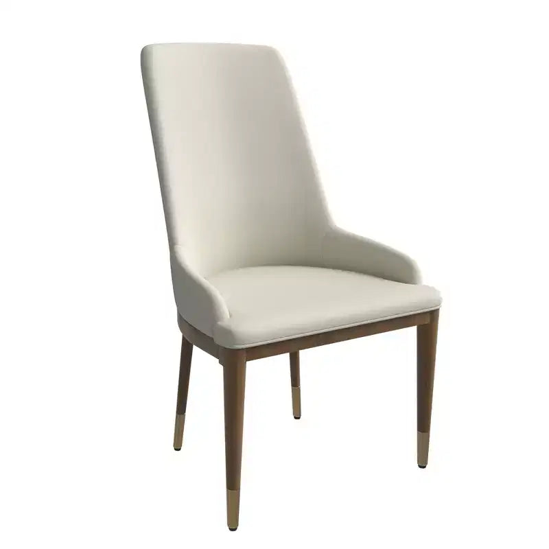 Chaise de salle à manger moderne en cuir avec pieds en bois d'hévéa marron, chaise d'appoint pour cuisine et salle à manger