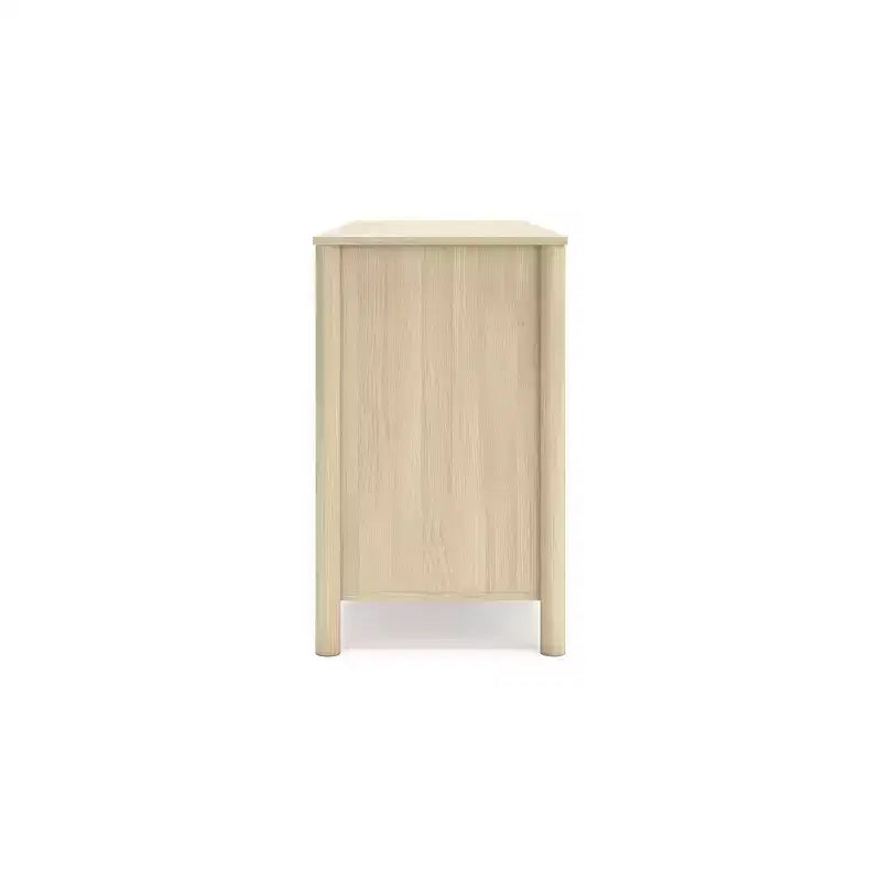 Commode six tiroirs, finition grain de bois de frêne naturel, couleur tan