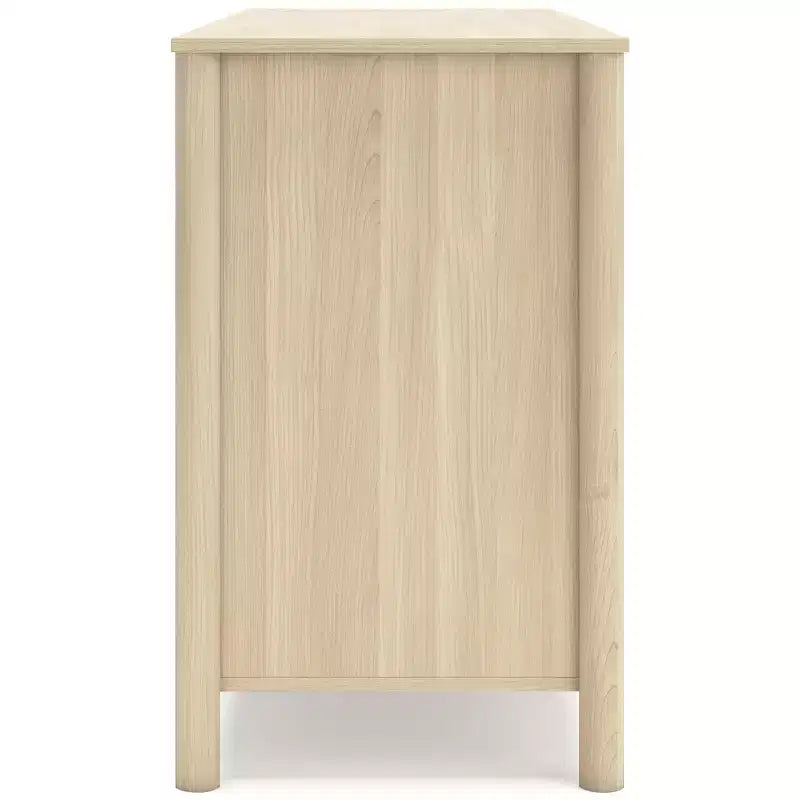 Commode six tiroirs, finition grain de bois de frêne naturel, couleur tan