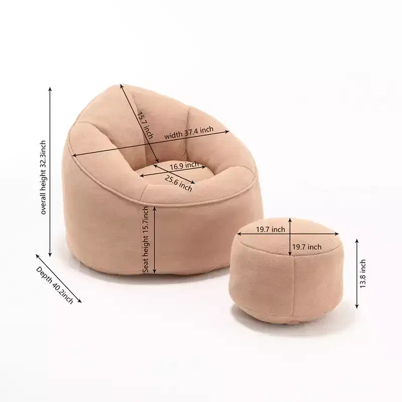 Pouf Géant avec Ottoman, Fauteuil Poire Confortable, Fauteuils Poire Modernes avec Repose-pieds pour Salon, Chambre, Appartement, Dortoir