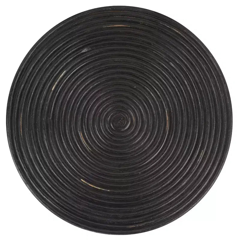 Table d'appoint ronde en rotin, noir vieilli