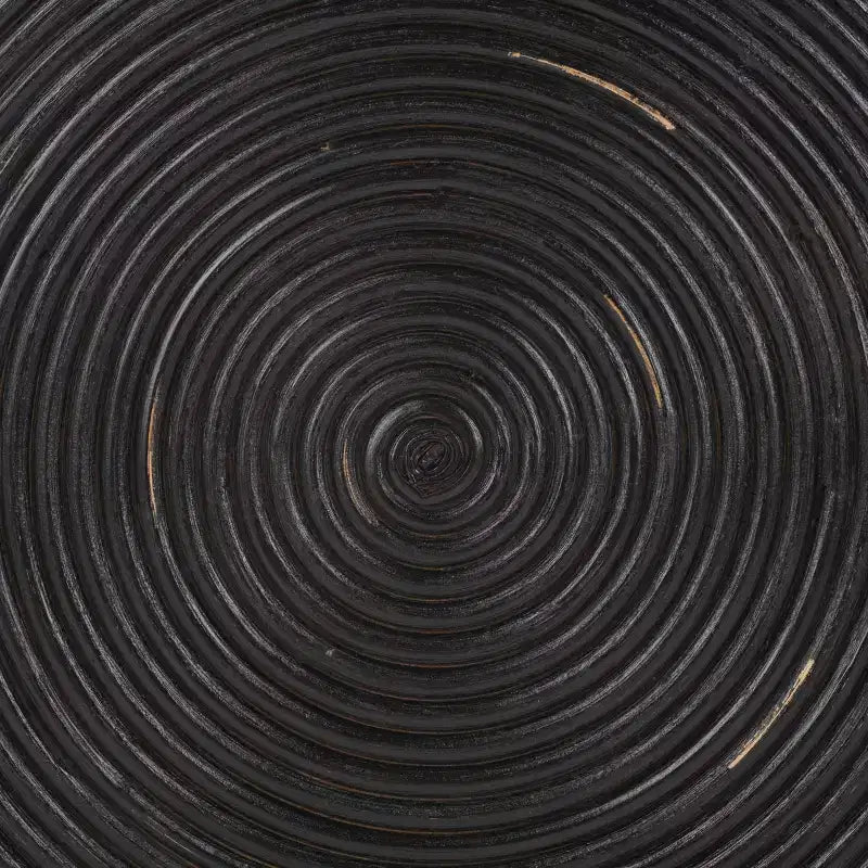 Table d'appoint ronde en rotin, noir vieilli