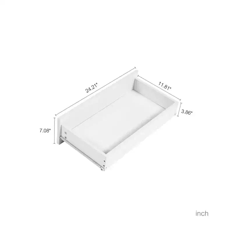 Commode 4 tiroirs, Commode sans poignée, Commode blanche pour chambre à coucher, Meuble en bois imperméable avec cadre robuste pour salon, entrée