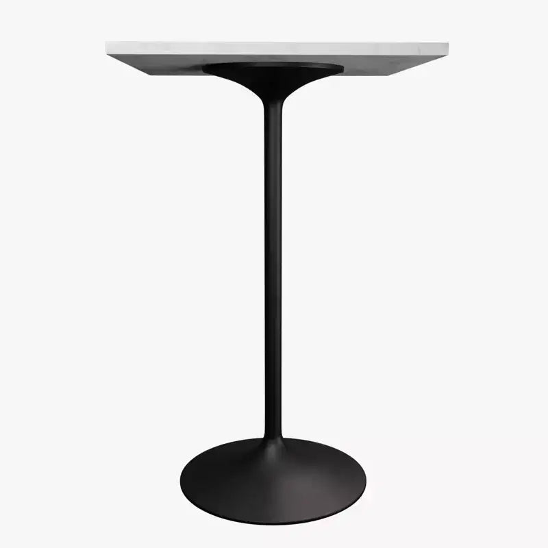 Table de salle à manger carrée de 68,5 cm de hauteur bar, plateau moderne en résine avec pied piédestal en acier noir, table hauteur comptoir pour cuisine, maison et pub
