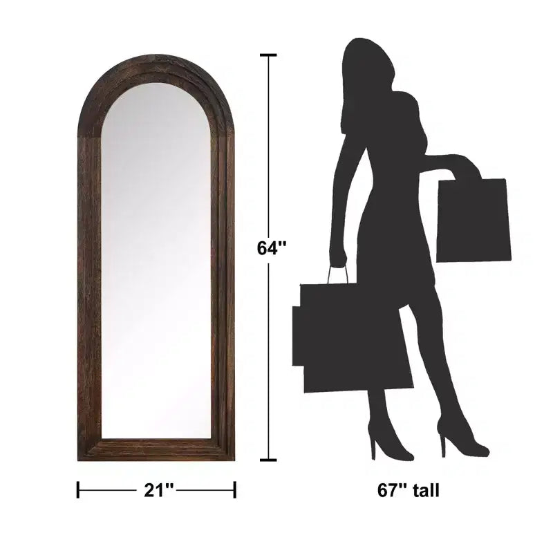 Miroir Mural Décoratif en Bois Cintrée avec Marchepied