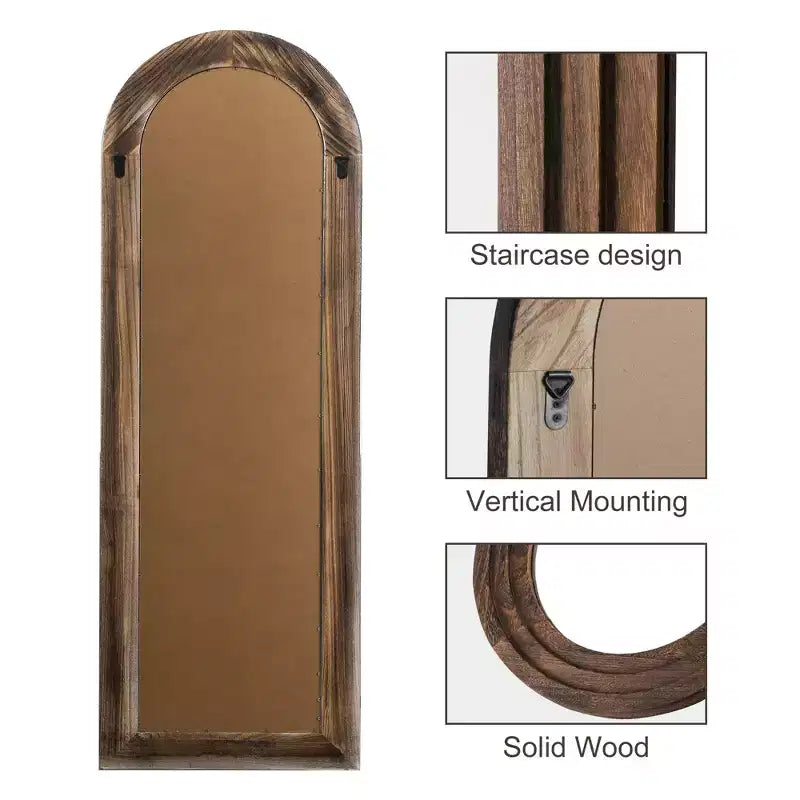 Miroir Mural Décoratif en Bois Cintrée avec Marchepied