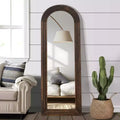 Miroir Mural Décoratif en Bois Cintrée avec Marchepied